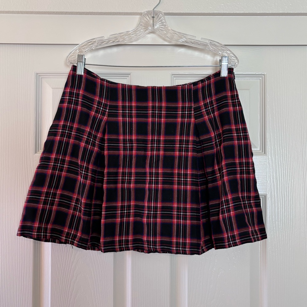 Urban Renewal Black and Red Plaid Mini Skirt